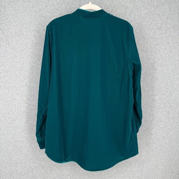 Soft Surroundings Velvet Tunic Top Blouse Size M Blue Oversized Collarless - Picture 4 of 10